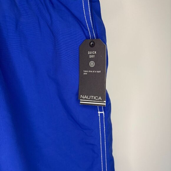 NAUTICA NEW Quick Dry Swim Trunk Mens XXL Bright Cobalt Lined Pockets Drawstring - Picture 4 of 7